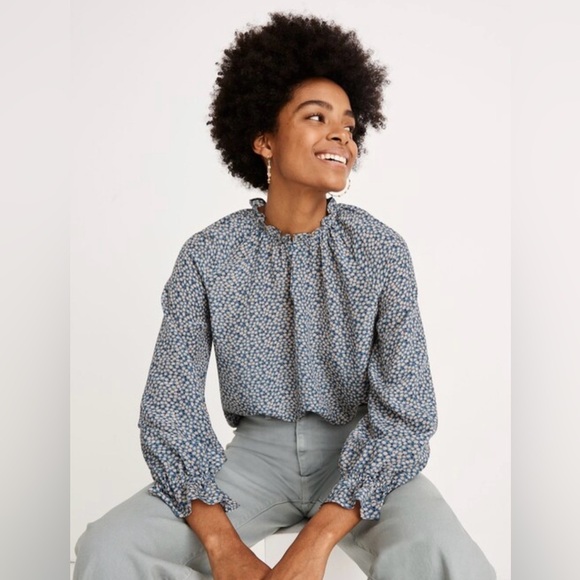 Madewell Silk Poet Top in Bitsy Floral size S - Picture 1 of 15
